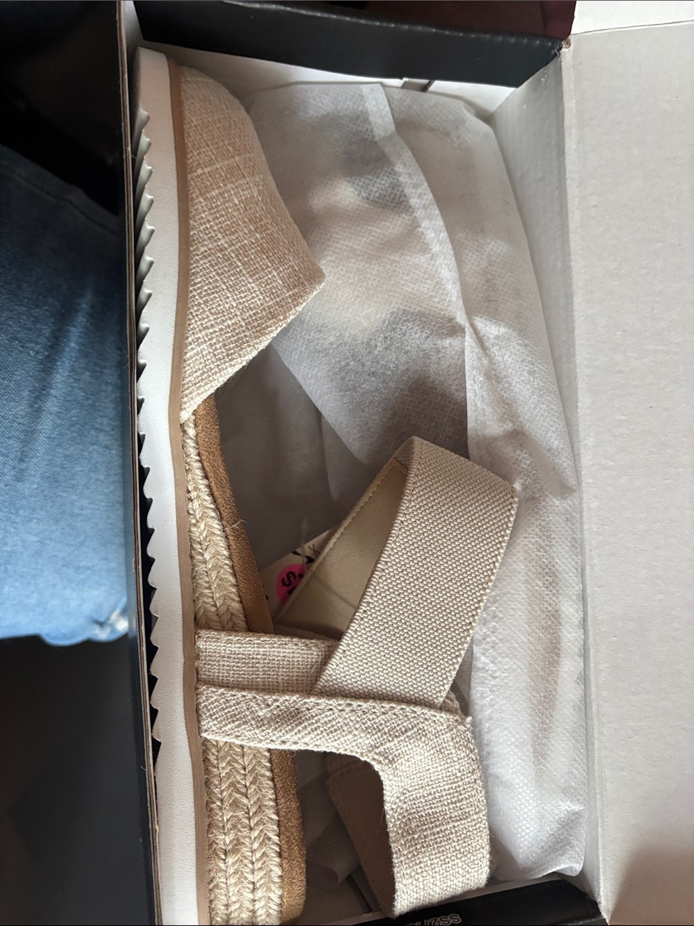 Woven Strap Espadrille Platform Sandals in Beige